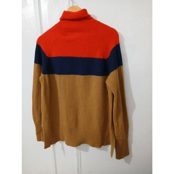 J crew womens medium wool alpaca super soft tan orange camel sweater turtleneck - Picture 4 of 7